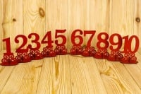 Номера на столы на подставке (8,9*5*14) МДФ 3мм, окрашен., Красный, Набор 10 шт