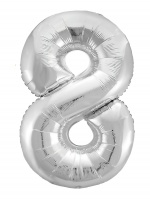 Шар (40"/102см) Цифра "8" Серебро Slim в упаковке, 1 шт.