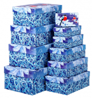 Коробка прямоугольная (12×7×4см), Снегири, 1 шт.