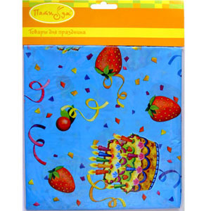 Скатерть полиэтиленовая (140см*180см), Праздничный торт, 1 шт.