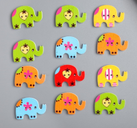 Набор пуговиц декоративных (3*2,6см), Слоники, дерево, набор 12 шт.