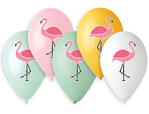 Шар (14"/35см) Фламинго 3цв, пастель, ассорти, 1ст., 25 шт.