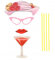 Карнавальный набор для фотосессии "Леди", 4 предмета: шляпа, очки, губы, бокал.