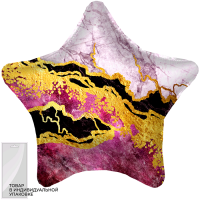 Шар (19''/48 см) Звезда, Мрамор, Розовый, 1 шт. в упак.