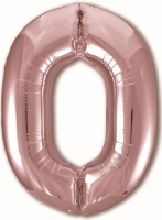 Шар (40''/102 см) Цифра, 0, Slim, Розовое Золото, в упаковке 1 шт.