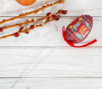 Яйцо пасхальное на палочке "ХВ" (жостово), 4х8см, 1 шт.