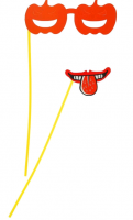 Аксессуар для фотосессии на палочке гигант, 2 предмета: губы, очки-тыквы.
