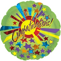 Шар (18''/46см) Круг, Поздравляю (звездный взрыв), 1 шт.