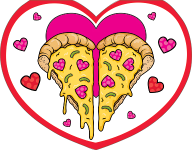 Открытка-отношение (10,4*8см), 2 кусочка пиццы, без надписи, 1 шт.