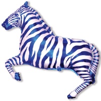 1 Шар (14''/36 см) Мини-фигура, Зебра, Синий, 1 шт.