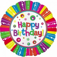 Шар (24''/61см) Круг, С Днем рождения (пузырьки), 1 шт.