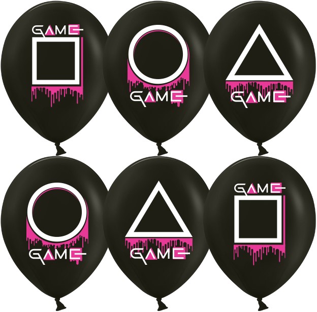 Шар (12''/30см) Кальмаргейм, Игра в креветку, Черный, пастель, 2 ст, 25 шт.