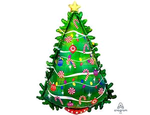 Шар (32"/81 см) Фигура, Елка нарядная, блеск, 1 шт.