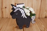 Подарочная упаковка (27,2*8,5*26,5) Единорог, большой МДФ 3мм, окрашен., оформл., Черный-серебро, 1