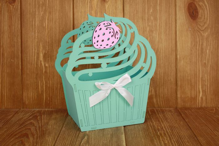 Подарочная упаковка (12*20,5*25см), Пирожное, МДФ 3мм, окрашен., Тиффани-белый, 1 шт.