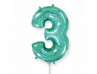 Шар (16"/41 см) Цифра 3, тиффани, 1 шт.
