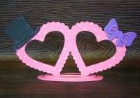 Рамка для фото "Два сердца" (28*7*14) МДФ 3мм, окраш., оформ., Розовый-сиреневый, 1 шт.