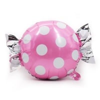 1 Шар (24''/61см) Фигура, Конфета, Белые точки, Розовый, 1 шт.