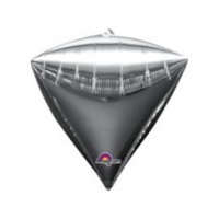 Шар (17"/43см) Алмаз 3D, Серебро, металлик, 1 шт.