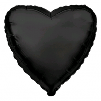 Шар (18''/46 см) Сердце, Черный, 1 шт.