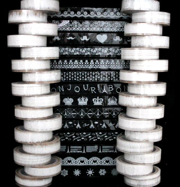 Скотч декоративный (15мм*10м), Белый, Микс, 10 шт.