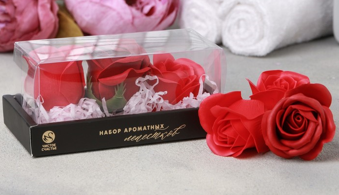 Мыльные цветы "8 Марта", 3 шт.