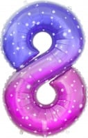 Шар (34''/86см) Цифра, 8 Сияющий космос, Сиреневый, Градиент, 1 шт. в упак.