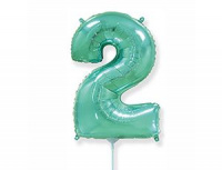 Шар (16"/41 см) Цифра 2, тиффани, 1 шт.
