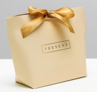 Пакет Present (28*20*9 см), бежевый, 1 шт.