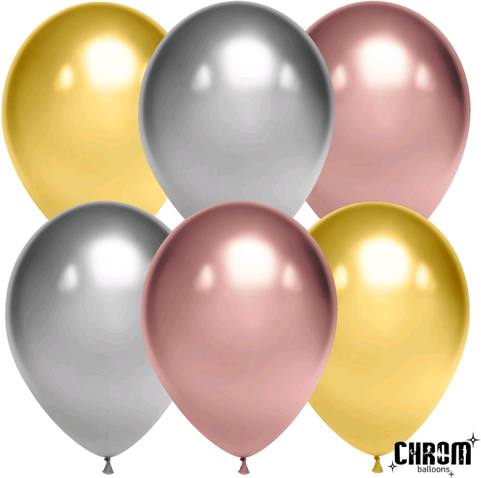 Шар (12''/30см) Ассорти Делюкс, Хром, 50 шт.