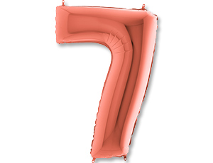 Шар (40"/102см) Цифра, "7", Розовое золото, в упаковке, 1 шт.