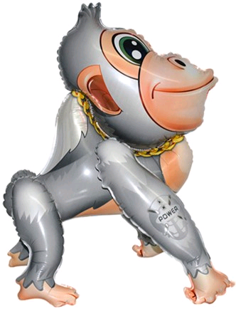 Шар (23''/58 см) Ходячая Фигура, Обезьяна Горилла, Серый, 1 шт. в упак. Шар (23''/58 см) Ходячая Фигура, Обезьяна Горилла, Серый, 1 шт. в упак.