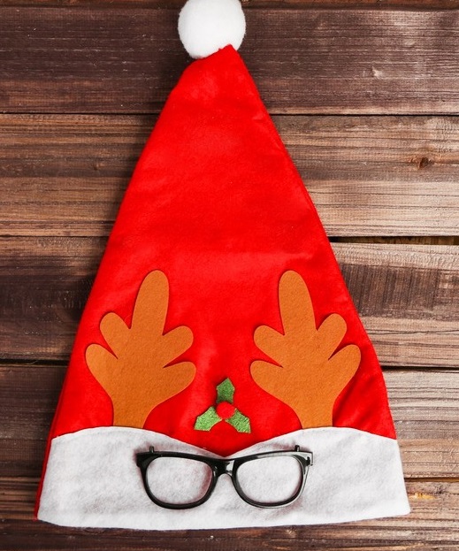 Колпак новогодний "Рога" с очками, 1 шт. 