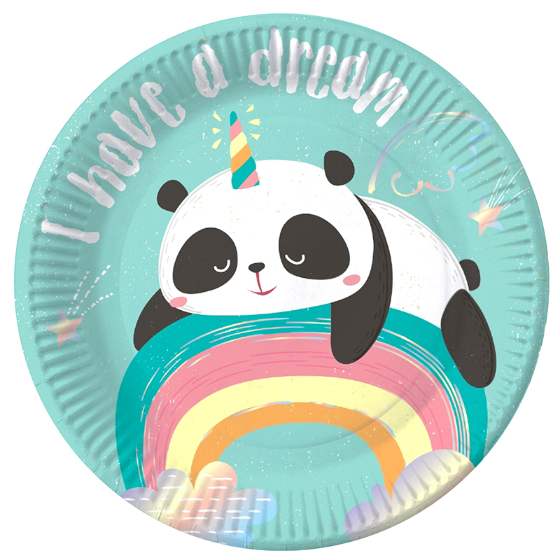 Тарелки (18см), "Панда на радуге", набор 6 шт.