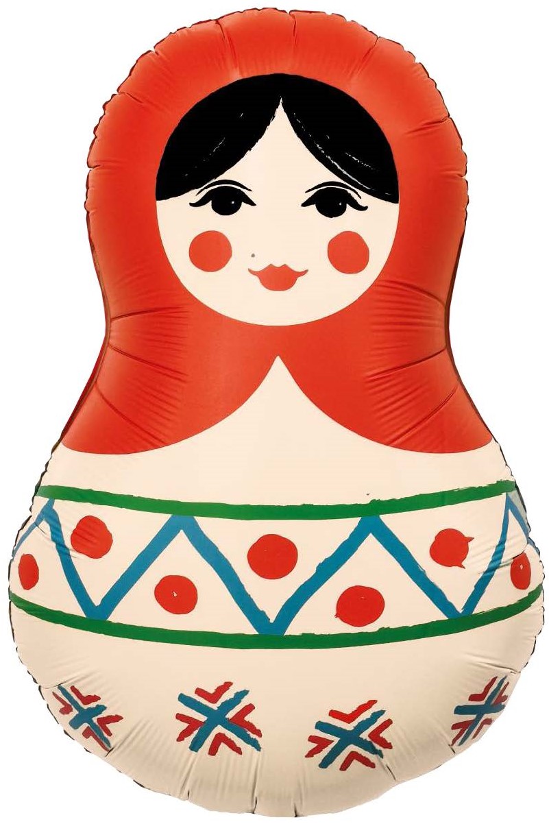 Шар (31''/79см) Фигура, Матрешка Русский узор, 1 шт. 