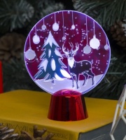 Подставка с динамикой "Олень" (батарейки в комплекте), 11,5 см, 2 LED, БЕЛЫЙ, 1шт.