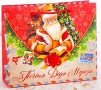 Пакет ламинированный горизонтальный (14×11×5,5 см) Почта Деда Мороза, 1 шт.