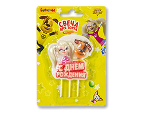 Свечи для торта (9 см), С Днем Рождения Барбоскины, 1 шт.