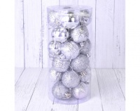 Набор пластиковых шаров (4cм), Серебро, 24 шт.