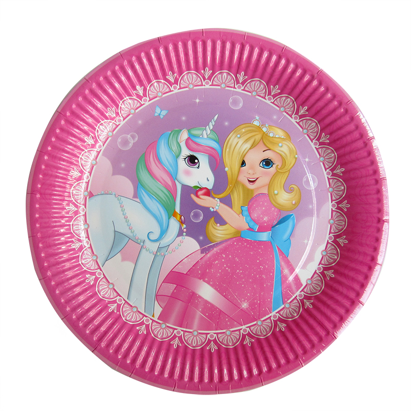 Тарелки бумажные (18см), Принцесса Мия и единорог, 6 шт.