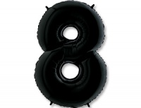 Шар (40"/102см) Цифра, "8", Черный, в упаковке, 1 шт.