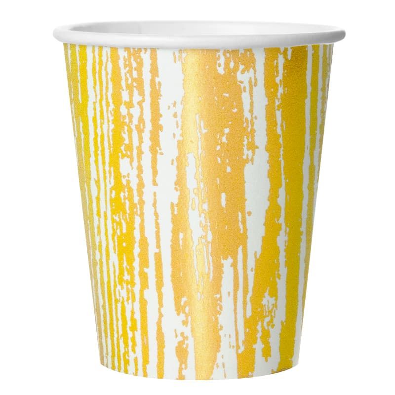 Стаканы (250 мл) Структура дерева, Золото/Белый, 6 шт.