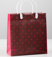 Пакет (26*24 см) Сердечки на беж, мягкий пластик, 140 мкм, 1 шт.