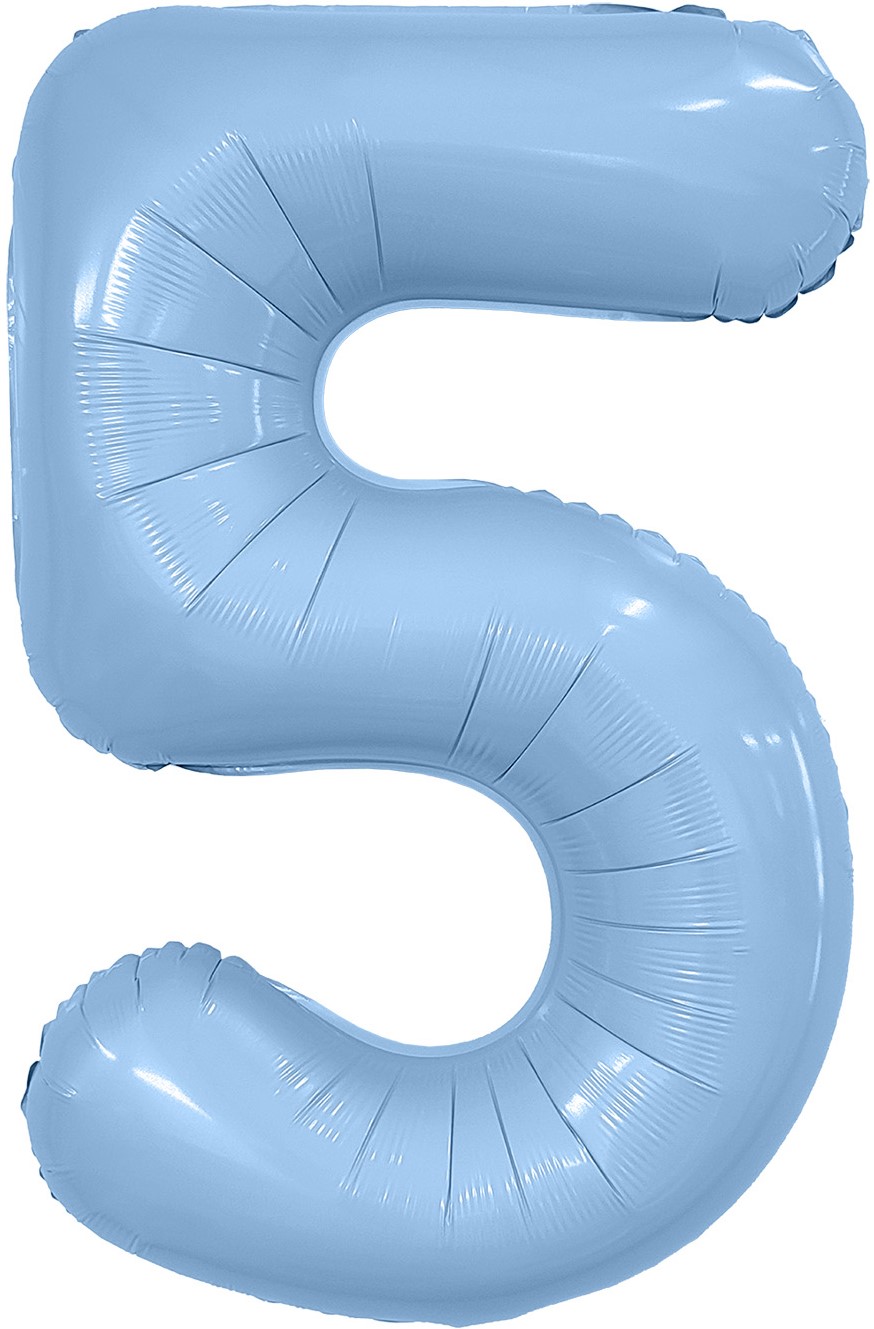 Шар (40''/102см) Цифра, 5 Slim, Небесный, 1 шт. в уп.