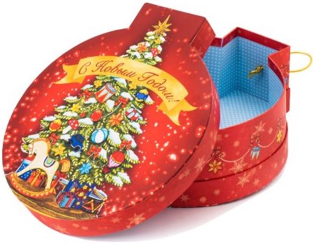 Коробка подарочная (20*18*7см), С Новым Годом! (нарядная елочка), Красная, 1 шт.