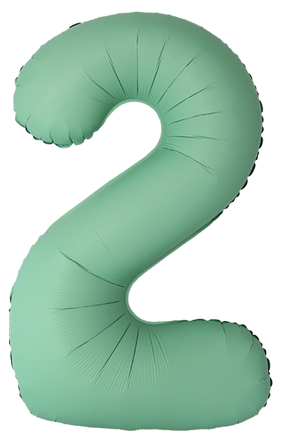 Шар (40''/102см) Цифра, 2 Slim, Мятный, Матовый, 1 шт. в уп.