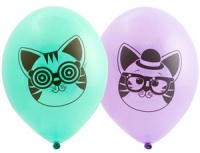 Шар (14"/35см) Котики, ассорти, пастель, 50шт.