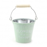 Кашпо-ведро (10*9,2см), Металл, светло-зеленый, 1 шт.