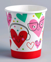 Стаканы бумажные (250 мл), "Сердца", набор 6 шт.