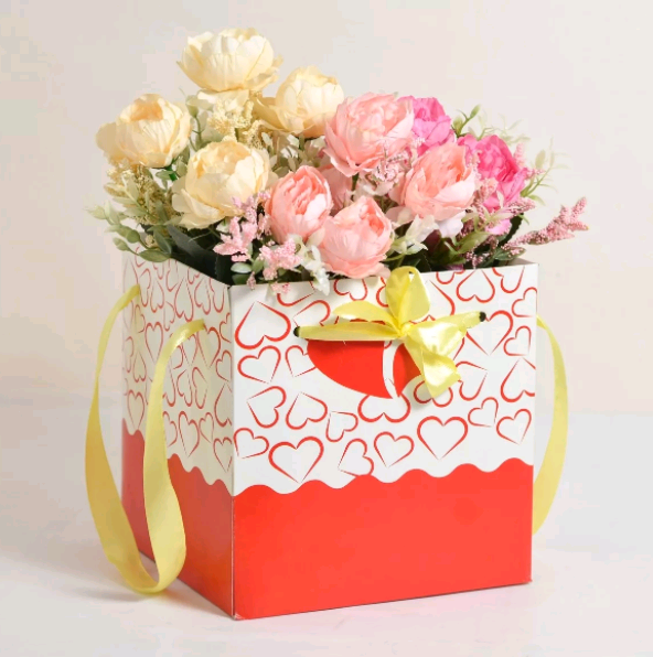 Коробка под цветы (20*20 см), Сердца, 1 шт. 